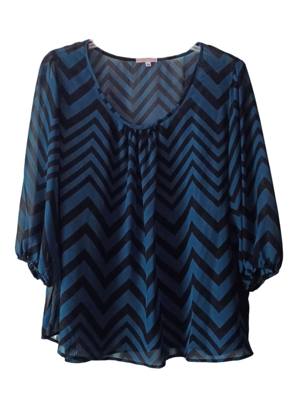 Women Free 2 Luv Turquoise Blouse- Size 3X